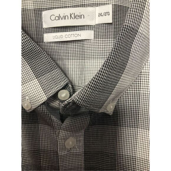 Calvin Klein 2XL button plaid shirt collard - Picture 4 of 7